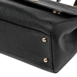 مملوكة مسبقًا Dolce & Gabbana Black Leather Medium Miss Sicily Top Handle Bag