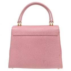 مملوكة مسبقًا حقيبة دولتشي أند غابانا ويلكوم جلد نقشة السحلية وردي يد علوية