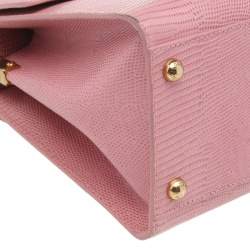 مملوكة مسبقًا حقيبة دولتشي أند غابانا ويلكوم جلد نقشة السحلية وردي يد علوية