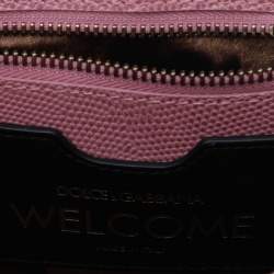 مملوكة مسبقًا حقيبة دولتشي أند غابانا ويلكوم جلد نقشة السحلية وردي يد علوية