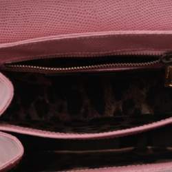 مملوكة مسبقًا حقيبة دولتشي أند غابانا ويلكوم جلد نقشة السحلية وردي يد علوية