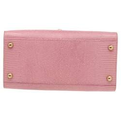 مملوكة مسبقًا حقيبة دولتشي أند غابانا ويلكوم جلد نقشة السحلية وردي يد علوية