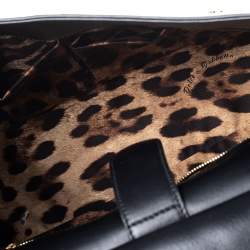 Pre Owned  حقيبة دولتشي أند غابانا ميس سيسيلي جلد أبيض/أسود يد علوية كبيرة