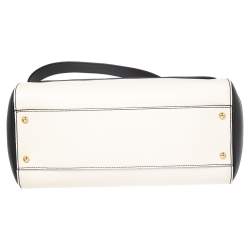 Pre Owned  حقيبة دولتشي أند غابانا ميس سيسيلي جلد أبيض/أسود يد علوية كبيرة