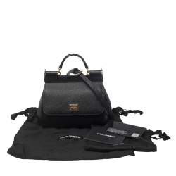 Pre Owned Dolce & Gabbana Black Leather Mini Miss Sicily Top Handle Bag
