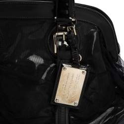 Pre Owned Dolce & Gabbana Black Lace and Patent Leather Miss Romantique Dome Satchel