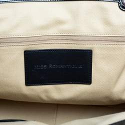 Pre Owned Dolce & Gabbana Black Lace and Patent Leather Miss Romantique Dome Satchel