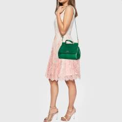 Pre Owned Dolce & Gabbana Green Lizard Embossed Leather Medium Miss Sicily Top Handle Bag