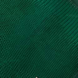 Pre Owned Dolce & Gabbana Green Lizard Embossed Leather Medium Miss Sicily Top Handle Bag