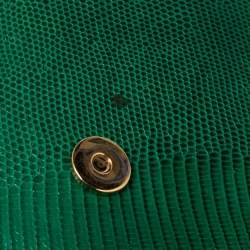 Pre Owned Dolce & Gabbana Green Lizard Embossed Leather Medium Miss Sicily Top Handle Bag