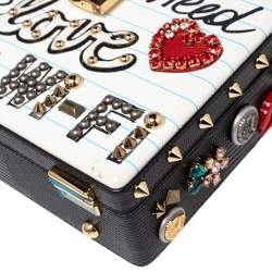 Pre Owned حقيبة دولتشى & غابانا دولتشى بوكس جلد  أبيض / أسود مزخرف