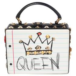 Pre Owned حقيبة دولتشى & غابانا دولتشى بوكس جلد  أبيض / أسود مزخرف