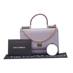 مملوكة مسبقًا Dolce & Gabbana Multicolor Lizard Embossed Leather And Leather Sicily Wallet On Chain