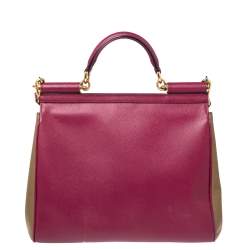 مملوكة مسبقًا Dolce & Gabbana Pink/Green Leather Large Miss Sicily Top Handle Bag