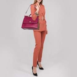 مملوكة مسبقًا Dolce & Gabbana Pink/Green Leather Large Miss Sicily Top Handle Bag