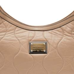 Pre Owned Dolce & Gabbana Beige Leather Miss Charles Hobo