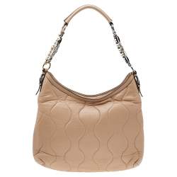 Pre Owned Dolce & Gabbana Beige Leather Miss Charles Hobo