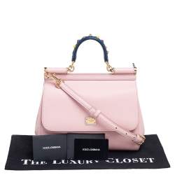 مملوكة مسبقًا حقيبة دولتشي أند  غابانا ميس سيسيلي جلد وردي مرصعة بيد علوية