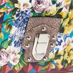 مملوكة مسبقًا Dolce & Gabbana Multicolor Floral Print Leather And Python Leather Lucia Shoulder Bag