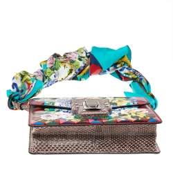 مملوكة مسبقًا Dolce & Gabbana Multicolor Floral Print Leather And Python Leather Lucia Shoulder Bag