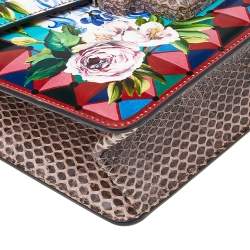 مملوكة مسبقًا Dolce & Gabbana Multicolor Floral Print Leather And Python Leather Lucia Shoulder Bag