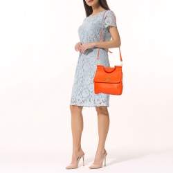 Pre Owned حقيبة دولتشي أند غابانا يد علوية ميس سيسيلي جلد برتقالي 