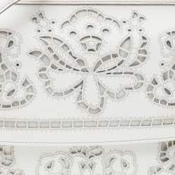 مملوكة مسبقًا Dolce & Gabbana White Floral Leather Miss Sicily Top Handle Bag