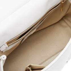 مملوكة مسبقًا Dolce & Gabbana White Floral Leather Miss Sicily Top Handle Bag