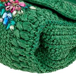 Pre Owned حقيبة كتف دولتشي أند غابانا ميس بونيتا مزخرفة كريستال قش أخضر