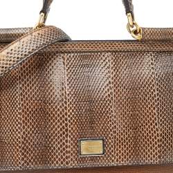 مملوكة مسبقًا Dolce & Gabbana Python And Leather Large Sicily Top Handle Bag