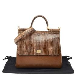 مملوكة مسبقًا Dolce & Gabbana Python And Leather Large Sicily Top Handle Bag