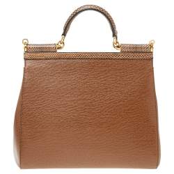 مملوكة مسبقًا Dolce & Gabbana Python And Leather Large Sicily Top Handle Bag