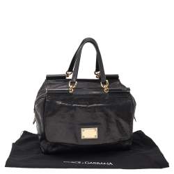 Pre Owned Dolce & Gabbana Black Leather Large New Miss Sicily Top Handle Bag