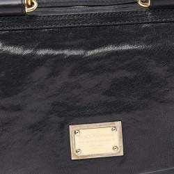 Pre Owned Dolce & Gabbana Black Leather Large New Miss Sicily Top Handle Bag