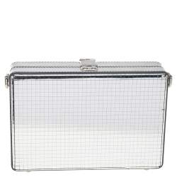 Pre Owned Dolce & Gabbana Metallic Silver Leather Box Clutch