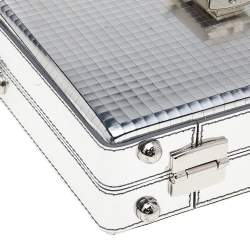 Pre Owned Dolce & Gabbana Metallic Silver Leather Box Clutch