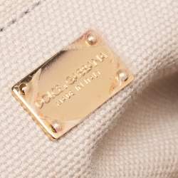 Pre Owned حقيبة كتف دولتشى أند غابانا قلاب مزخرف كريستال رافيا مغزول أصفر 