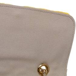 Pre Owned حقيبة كتف دولتشى أند غابانا قلاب مزخرف كريستال رافيا مغزول أصفر 