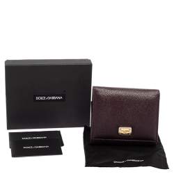Pre Owned محفظة مضغوطة دولتشي & غابانا جلد برقوقي ثلاثية الطي