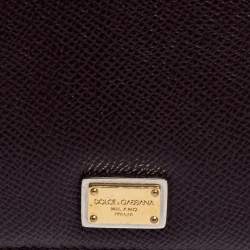 Pre Owned محفظة مضغوطة دولتشي & غابانا جلد برقوقي ثلاثية الطي