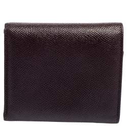 Pre Owned محفظة مضغوطة دولتشي & غابانا جلد برقوقي ثلاثية الطي