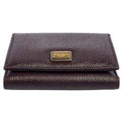 Pre Owned محفظة مضغوطة دولتشي & غابانا جلد برقوقي ثلاثية الطي