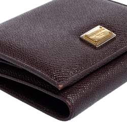 Pre Owned محفظة مضغوطة دولتشي & غابانا جلد برقوقي ثلاثية الطي