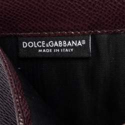 Pre Owned محفظة مضغوطة دولتشي & غابانا جلد برقوقي ثلاثية الطي