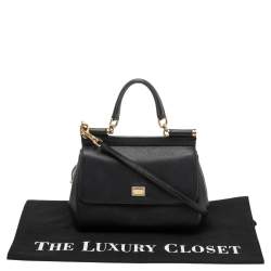 Pre Owned Dolce & Gabbana Black Leather Small Miss Sicily Top Handle Bag