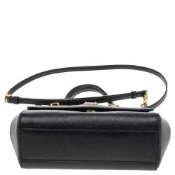 Pre Owned Dolce & Gabbana Black Leather Small Miss Sicily Top Handle Bag