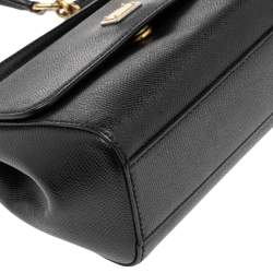 Pre Owned Dolce & Gabbana Black Leather Small Miss Sicily Top Handle Bag
