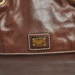 Pre Owned Dolce & Gabbana Brown Soft Leather Studded Handle Tote
