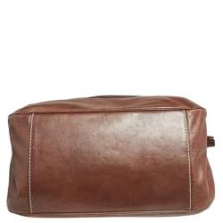 Pre Owned Dolce & Gabbana Brown Soft Leather Studded Handle Tote