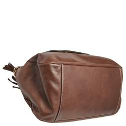 Pre Owned Dolce & Gabbana Brown Soft Leather Studded Handle Tote